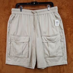 MODE OF ONE Shorts Mens Large Tan Casual Cargo Drawstring Lyocell Comfort